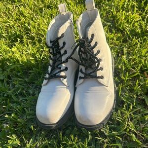 Stylish White Lace-Up Boots